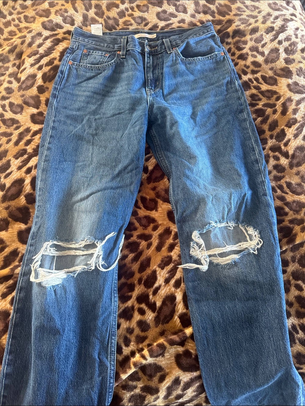 Levi's Straight-Leg Distressed Blue Jeans